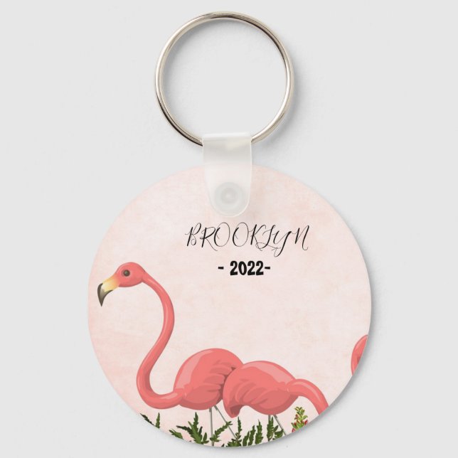 Chaveiro Flamingo Rosa Moderno (Frente)