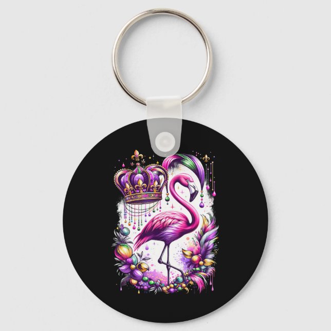 Chaveiro Flamingo Rosa Pássaro Fofo Carnaval Mardi Gras (Frente)