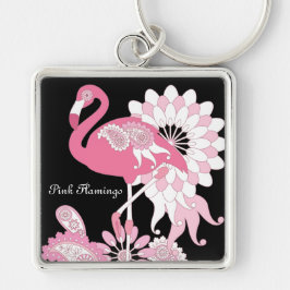 Chaveiro Flamingo Rosa Preto Personalizado