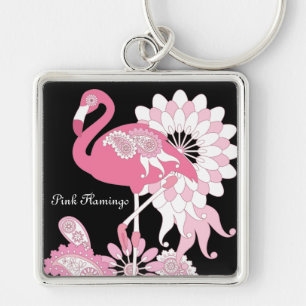 Chaveiro Flamingo Rosa Preto Personalizado