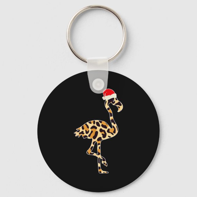 Chaveiro Flamingo Santa Hat Family Matching Christmas Leopa (Frente)