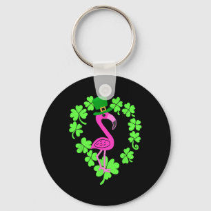 Chaveiro Flamingo Shamrock Dia de São Patrício Animal