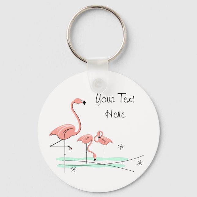 Chaveiro Flamingo Trio 4 Cadeia de teclas de texto (Frente)