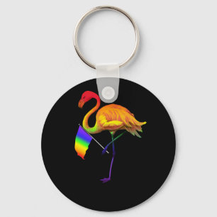 Chaveiro Flamingos do Orgulho LGBT nas Cores de Sinalizador