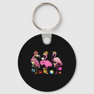 Chaveiro Flamingos havaianos engraçados bebendo rabo de Nat