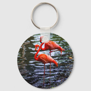 Chaveiro Flamingos Rosa na Água