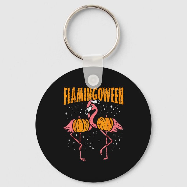 Chaveiro Flamingoween Pumpkin Flamingos Funny Bird Hallowee (Frente)
