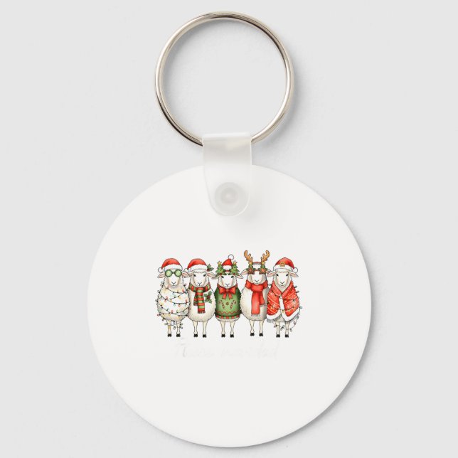 Chaveiro Fleece Navidad Sheep Christmas Lights Dinner Famil (Frente)