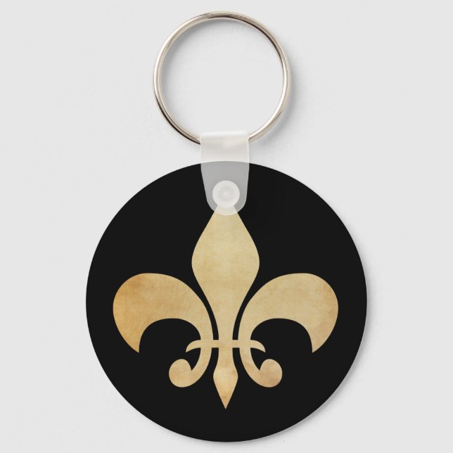 Chaveiro Fleur de Lis, Dourado, preto (Frente)