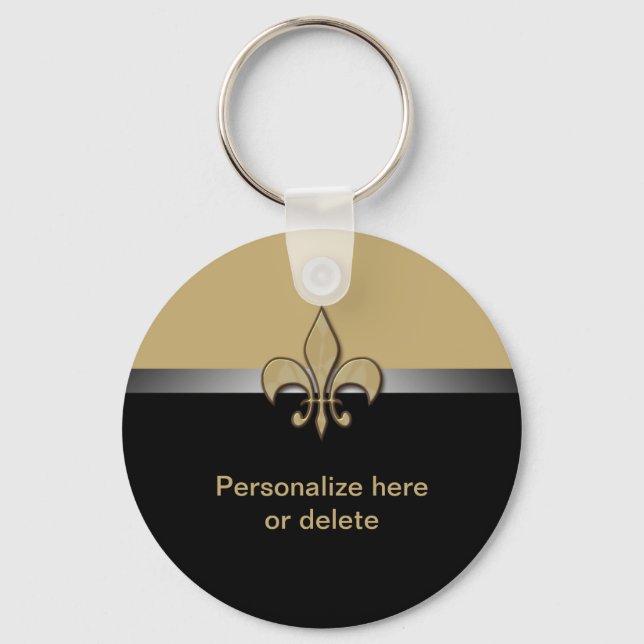 Chaveiro Fleur de Lis, Dourado Preto Personalizado (Frente)