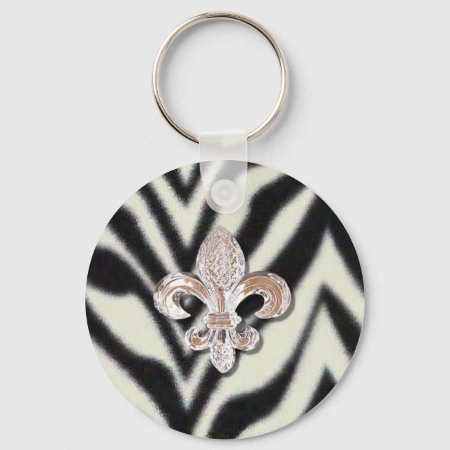 Chaveiro Fleur De Lis Flor Zebra Impressão (Frente)