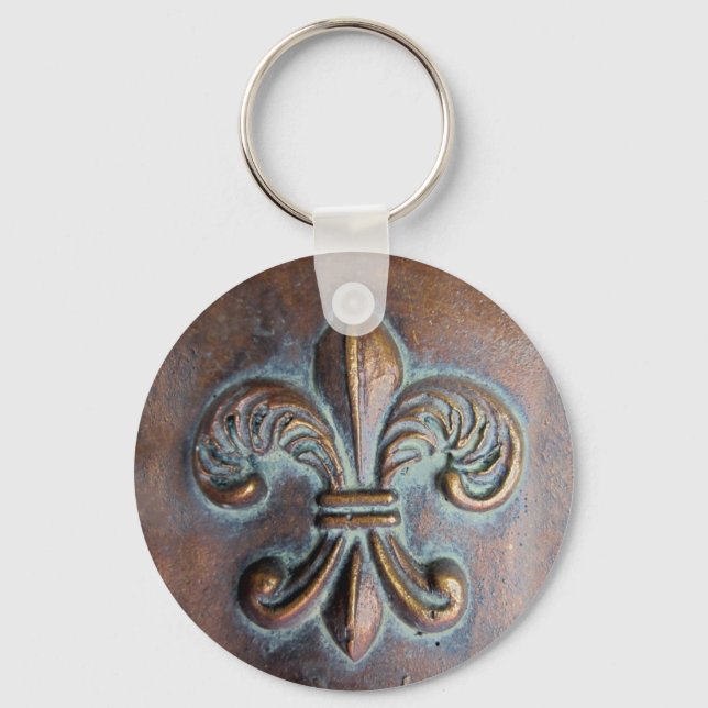 Chaveiro Fleur De Lis, Impresso Em Cobre Com Idade (Frente)