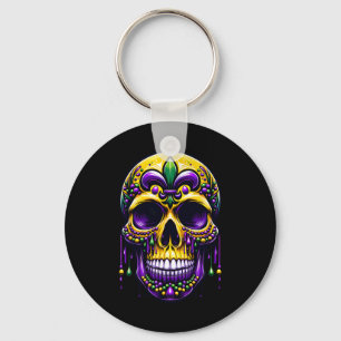 Chaveiro Fleur De Lis Mardi Gras Skull Carnaval de Nova Orl