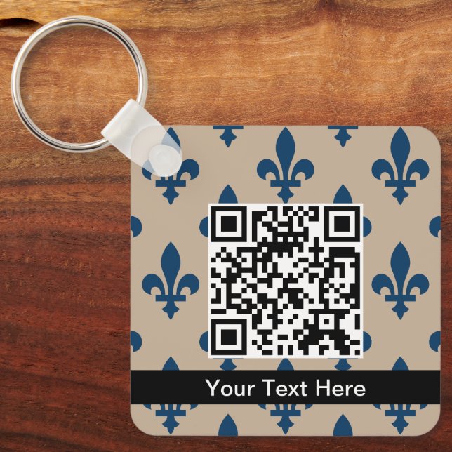 Chaveiro Fleur de Lis Pattern, Francês, Real, Azul Marinho (Frente)