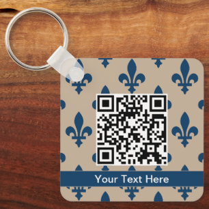 Chaveiro Fleur de Lis Pattern, Francês, Real, Azul Marinho