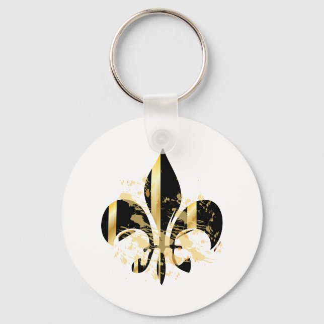 Chaveiro Fleur de Lis, preto e Dourado (Frente)