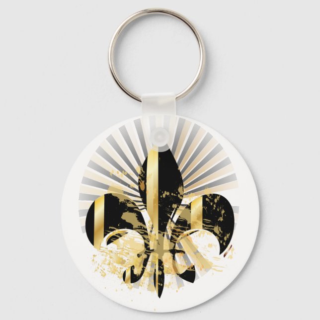 Chaveiro Fleur de Lis, preto e Dourado (Frente)