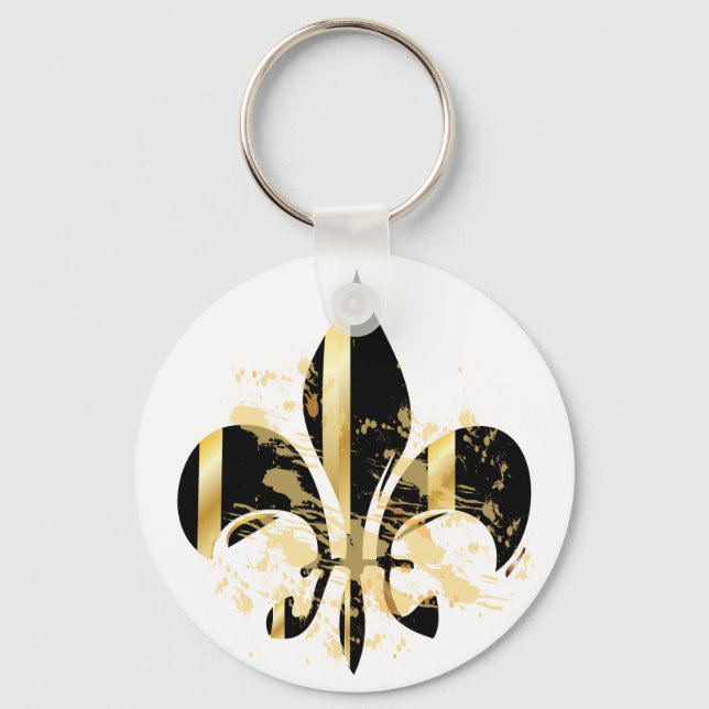 Chaveiro Fleur de Lis, preto e Dourado (Frente)
