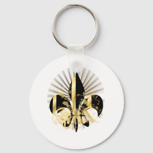 Chaveiro Fleur de Lis, preto e Dourado