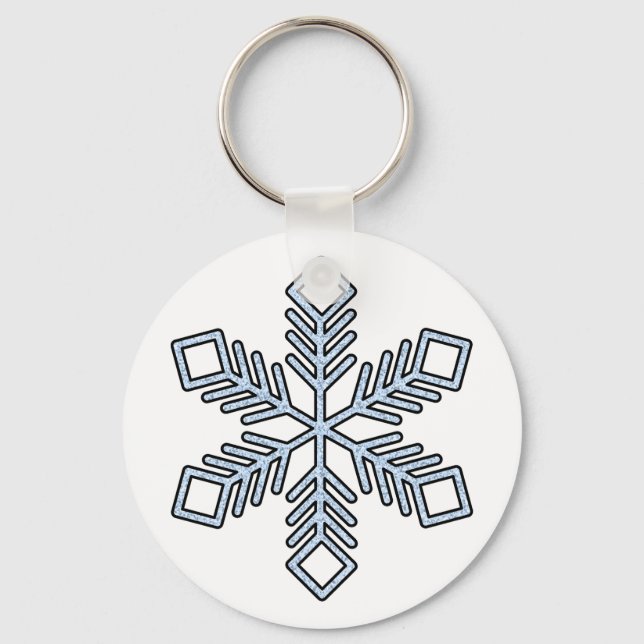 Chaveiro Floco de Neve Brilhante - Ramos Azul Bebê (Frente)