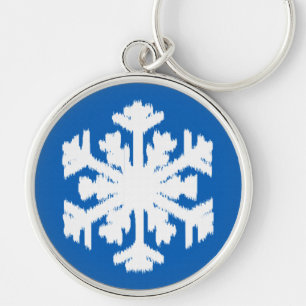 Chaveiro Floco de neve Ikat - Azul de cobalto e branco