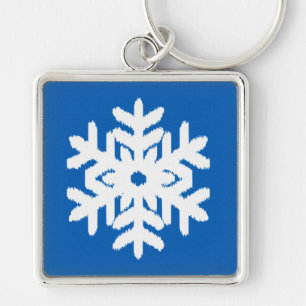 Chaveiro Floco de neve Ikat - Azul de cobalto e branco