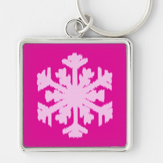 Chaveiro Floco de Neve Ikat - Fúcsia e Rosa Gelo (Frente)