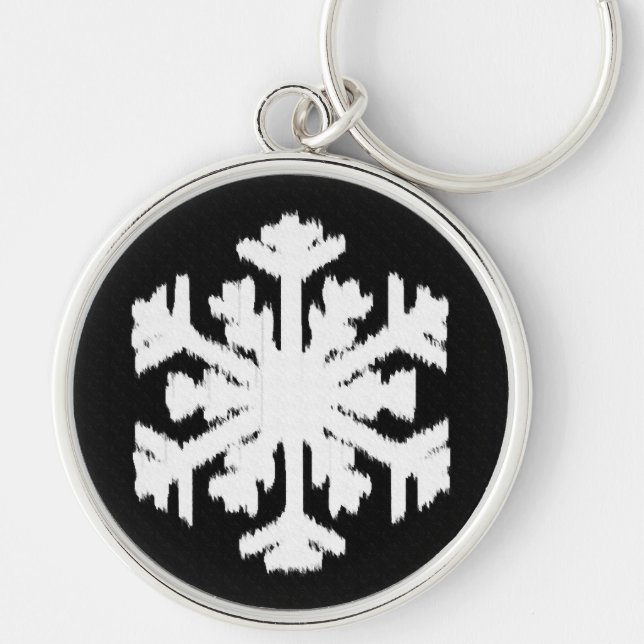 Chaveiro Floco de neve Ikat - Preto e branco (Frente)