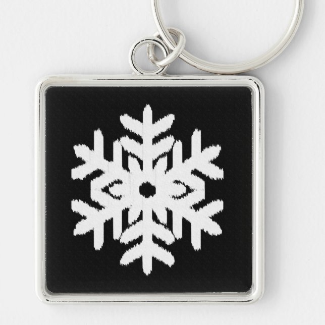 Chaveiro Floco de neve Ikat - Preto e branco (Frente)