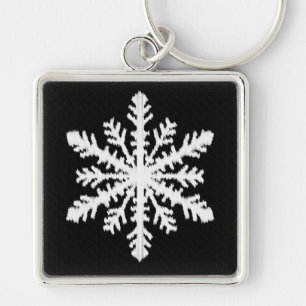 Chaveiro Floco de Neve Ikat - Preto e branco