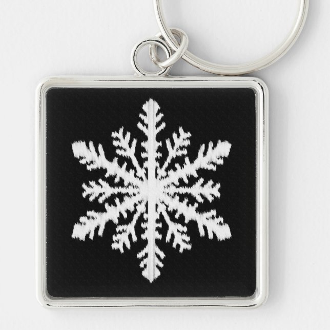 Chaveiro Floco de Neve Ikat - Preto e branco (Frente)