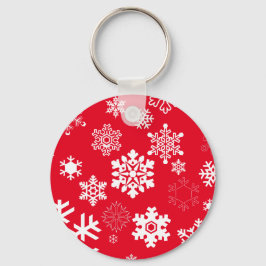 Chaveiro Flocos de neve brancos - Cor de fundo personalizáv