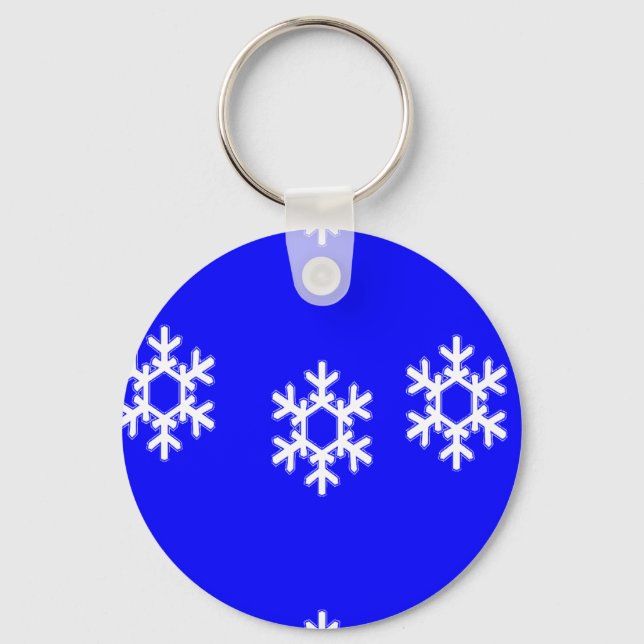Chaveiro Flocos de neve brancos em azul (Frente)