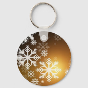 Chaveiro Flocos de neve com brilho Dourado