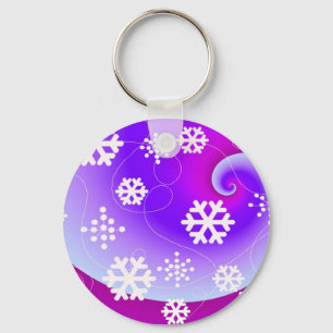 Chaveiro Flocos de Neve Dançantes em um Fundo Roxo Giratóri