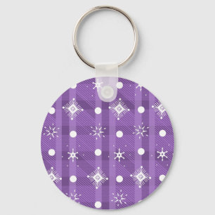 Chaveiro Flocos de Neve Simples Padrão Xadrez Roxo   