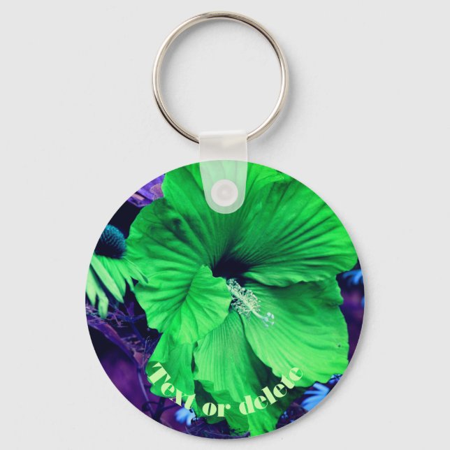 Chaveiro Flor Abstrato de Hibiscus Verde Personalizada (Frente)