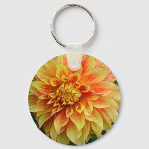 Chaveiro Flor alaranjada e amarela da dália