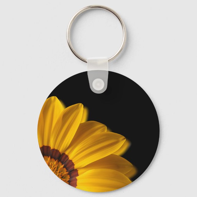 Chaveiro Flor amarela sobre fundo preto (Frente)