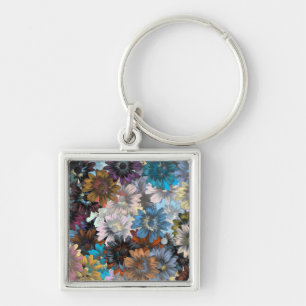 Chaveiro Flor azul e castanho