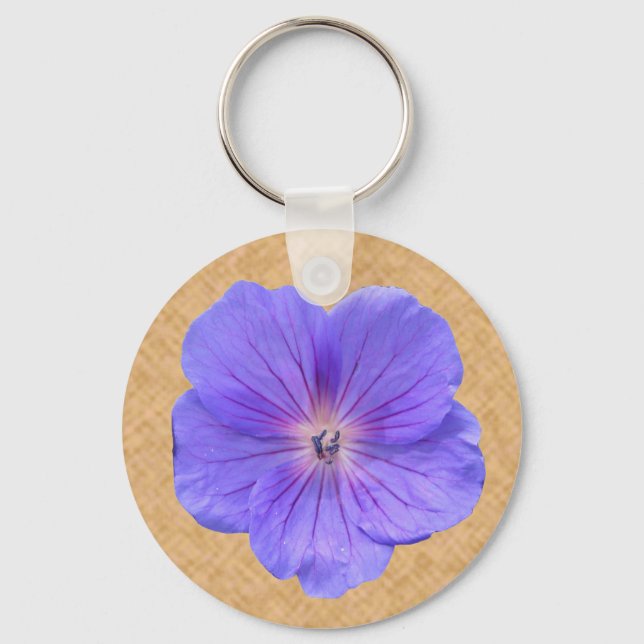 Chaveiro Flor Azul - Foto Geranium (Frente)