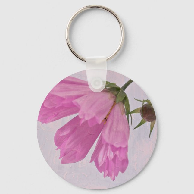 Chaveiro Flor Cosmo Texturizado Rosa (Frente)