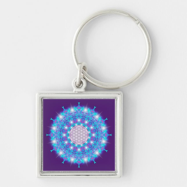 Chaveiro FLOR DA LIFE/Blume des Lebens Estrelas Mandala (Frente)