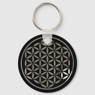 Chaveiro Flor da Vida 1 - selo prateado preto