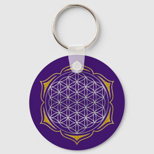 Chaveiro Flor da Vida - Ouro de prata de Lotus (Frente)