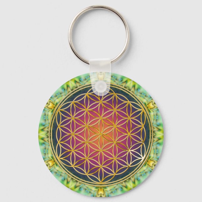 Chaveiro Flor Da Vida - Ouro - Frente 2 (Frente)