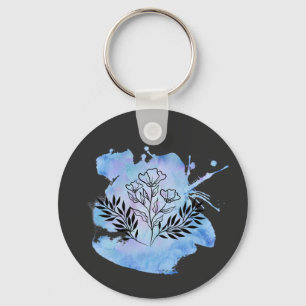 Chaveiro flor de aquarela