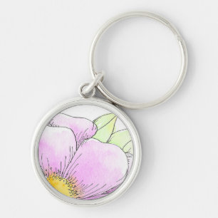 Chaveiro Flor de Aquarela Rosa Caprichosa