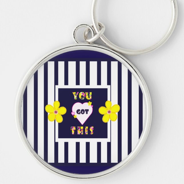 Chaveiro Flor de Arte Amarelo Brilhante com marinho (Frente)