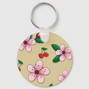 Chaveiro Flor de cerejeira japonesa retro Keycain